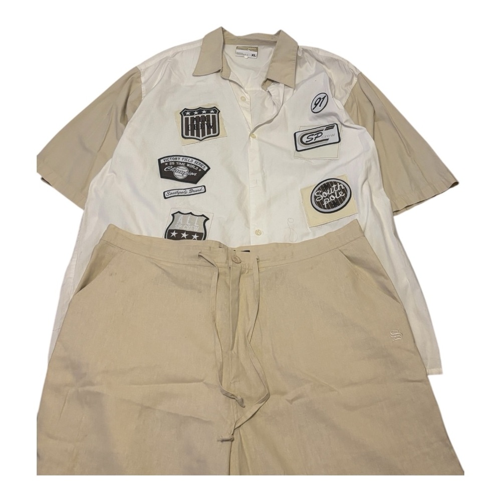 SOUTHPOLE Linen Baggy Pants & Button up Set Bundle